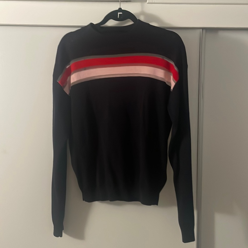 Navy mock neck sweater with stripe by &other stories